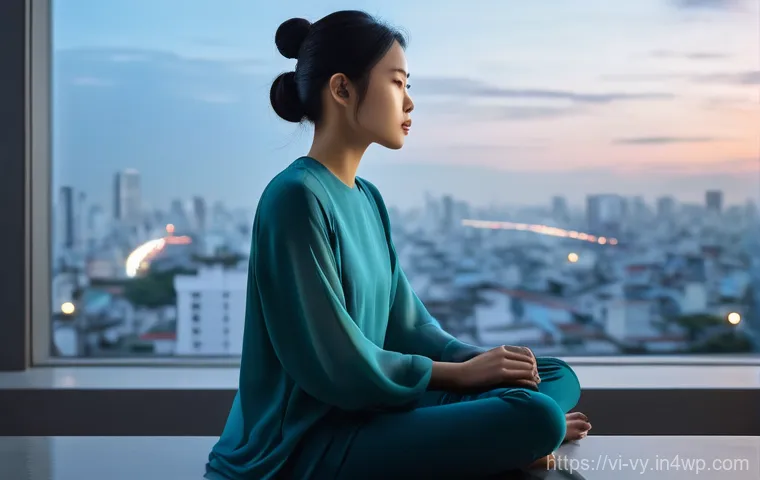 포스트휴머니즘의 윤리적 과제 - Image Prompt 1: Contemplation of Augmented Identity**