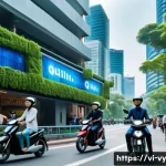 Home 20 포스트휴머니즘의 철학적 기여 - A futuristic urban scene in Ho Chi Minh City blending traditional Vietnamese culture with advanced t...