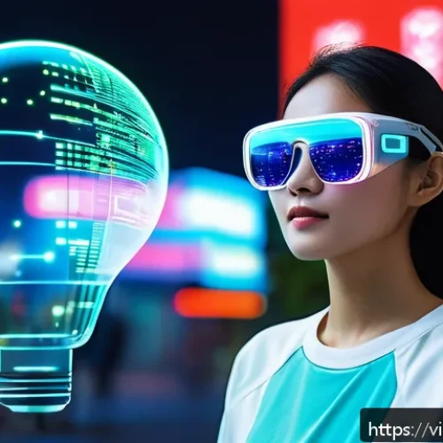 Home 17 포스트휴머니즘과 인류학적 연구 - A futuristic Vietnamese urban scene showcasing a young adult wearing smart bio-implant technology an...